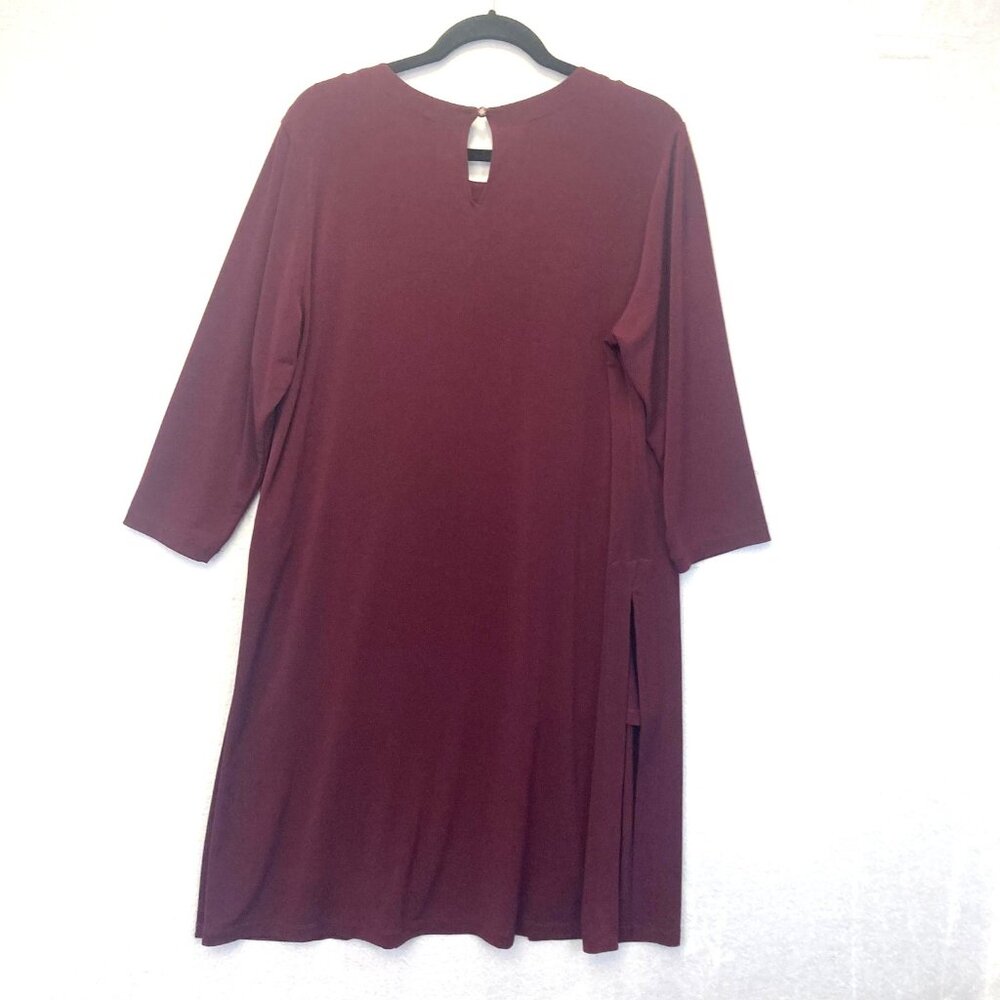 Susan Graver Layered Long-Line Tunic Top Womens Large Slinky 3/4 Sleeve Stretch - Picture 2 of 16